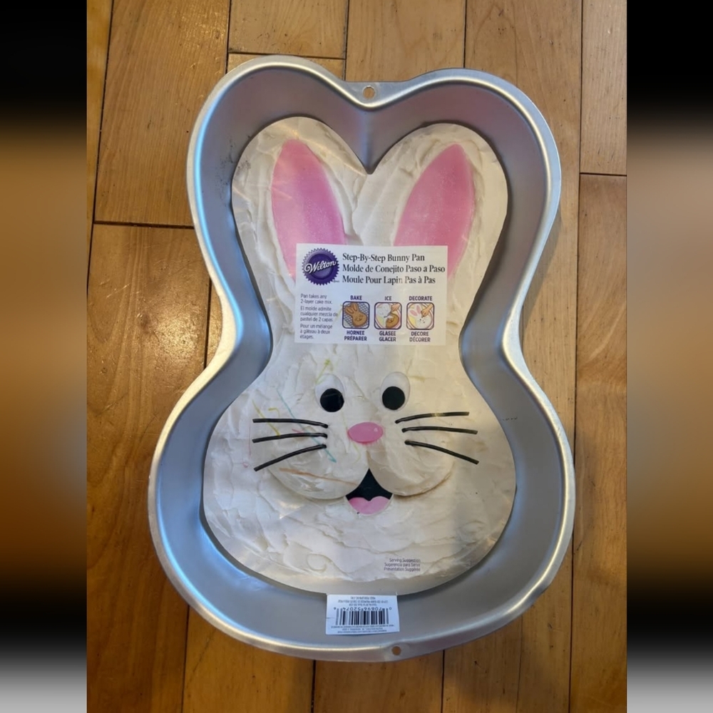 Wilton Bunny Cake Pan with Pink and White Accents Easter Bunnt
